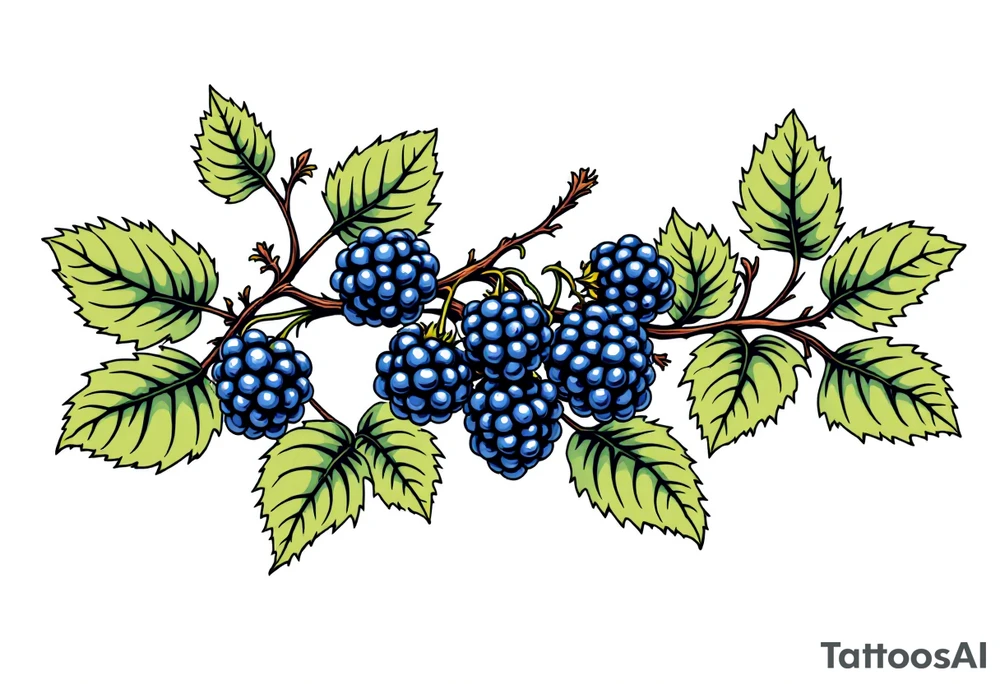American traditional style Blackberry vine in a line tattoo idea