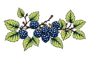 American traditional style Blackberry vine in a line tattoo idea