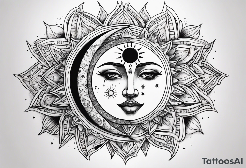 Moon and sun tattoo idea