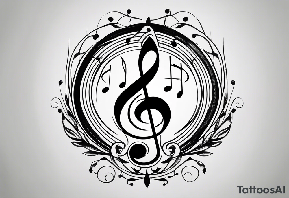 Simple minimalist tattoo in the style of single needle art depicting musical notes in the letters “l” and “r” tattoo idea