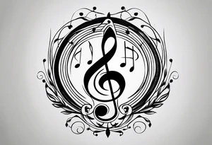 Simple minimalist tattoo in the style of single needle art depicting musical notes in the letters “l” and “r” tattoo idea