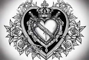 Sacred heart of marry with swords and Cancer ribbon chest tattoo tattoo idea