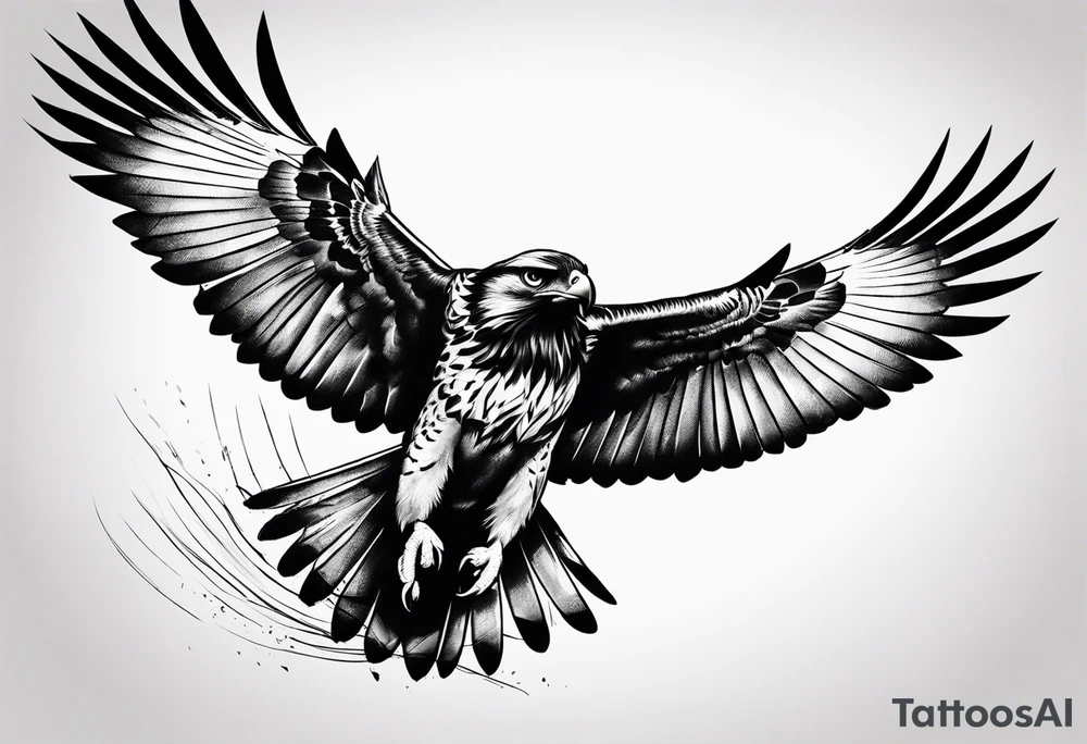 Flying Hawk tatto for hand tattoo idea