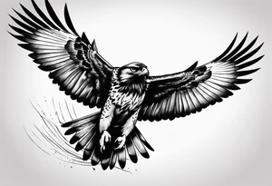 Flying Hawk tatto for hand tattoo idea