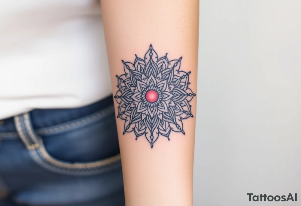 intricate mandala with sacred geometry and cosmic elements tattoo idea