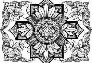 Cross, flowers tattoo idea