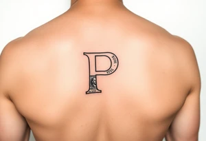 Small Letter P with a dollar bill inside tattoo idea