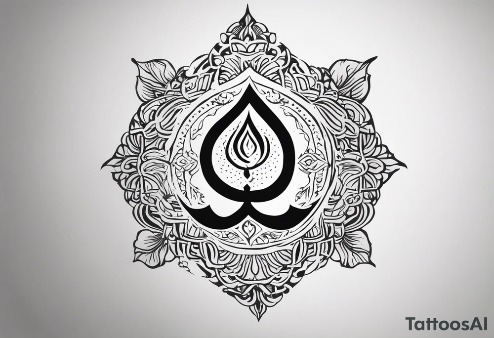 Tattoo ਨਿਰਭਉ ਨਿਰਵੈਰ written in Gurmukhi written text. Add fire and heart to symbolize strength and love tattoo idea