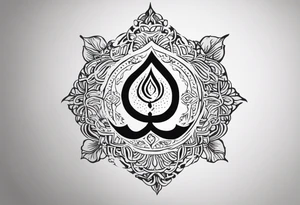 Tattoo ਨਿਰਭਉ ਨਿਰਵੈਰ written in Gurmukhi written text. Add fire and heart to symbolize strength and love tattoo idea