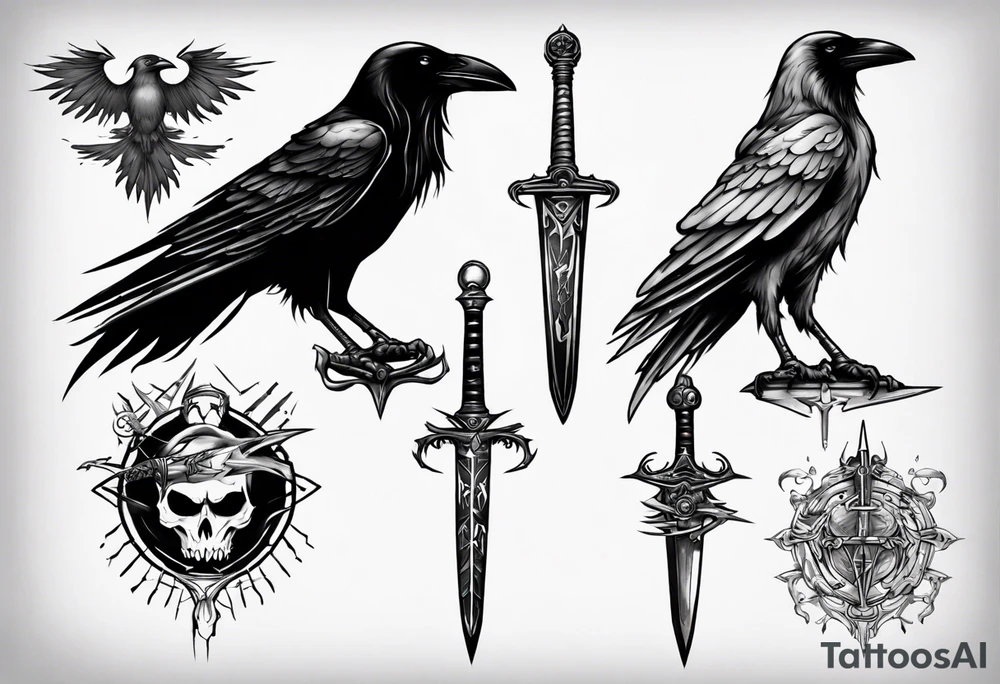 Raven with the sword tattoo idea