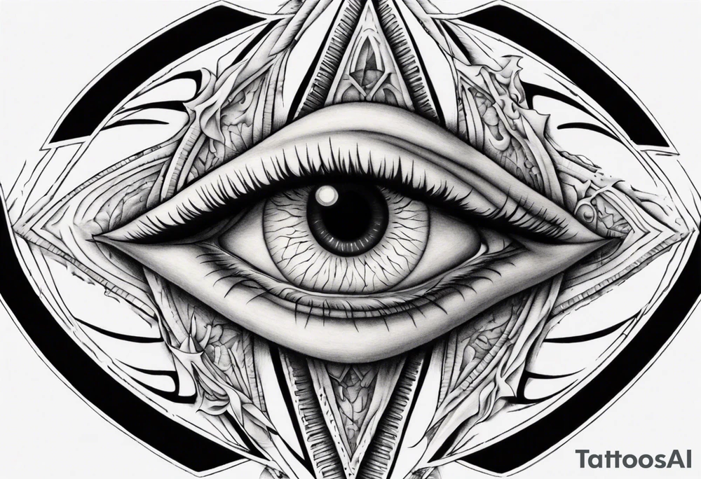 Eye with two irises from the band Tool, inside a heptagram tattoo idea