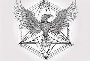sacred geometry Metatron's cube with phoenix Sleeve for woman's arm tattoo idea