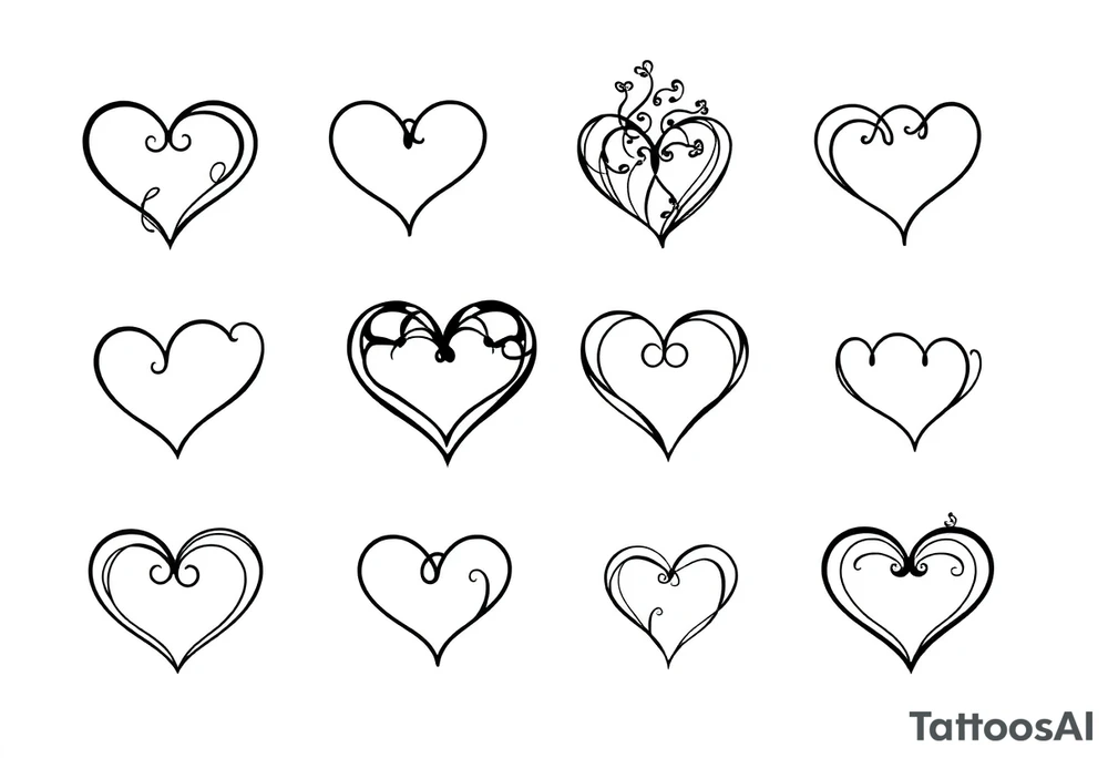 12 unique hearts tattoo idea