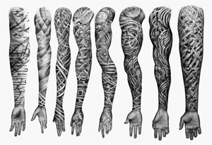 full arm tattoo for man with dna strands tattoo idea