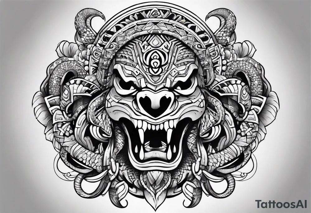 aztec snake sleeve tattoo idea