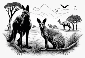 Outback, a kangaroo, a dingo and an emu. 

Arm sleeve tattoo idea