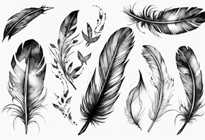 feather with birds tattoo idea