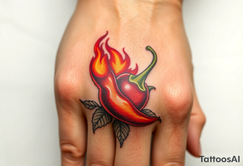 Chili pepper and fire tattoo idea
