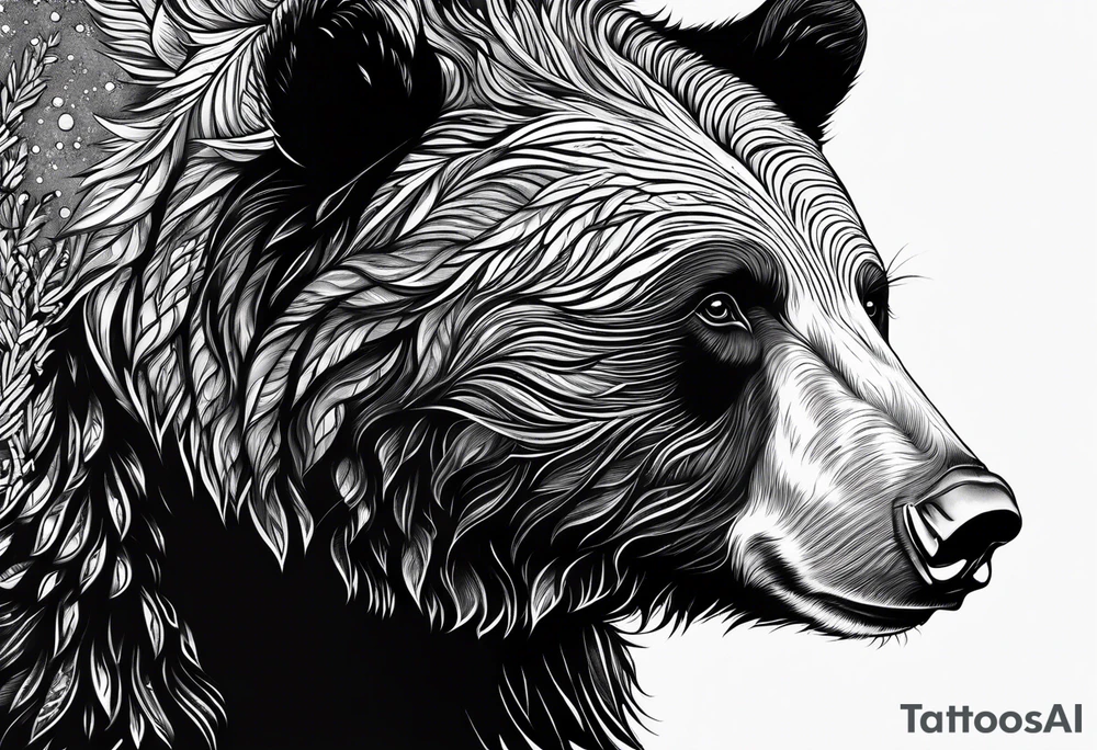 black bear wandering around in canadian winter tattoo idea