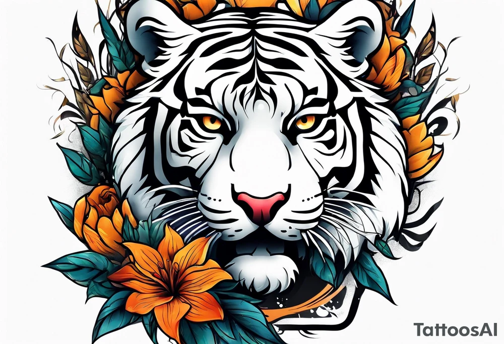 tiger in  the bushes tattoo idea