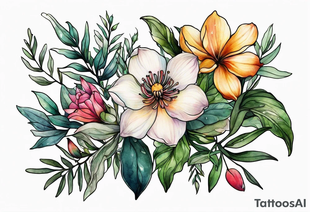tiny botanic tattoo idea