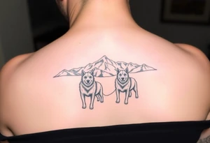 Sled dogs with northern lights and mountains tattoo idea