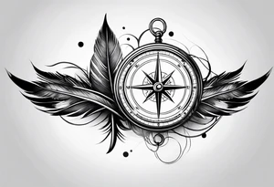 Feather travel compass tattoo idea