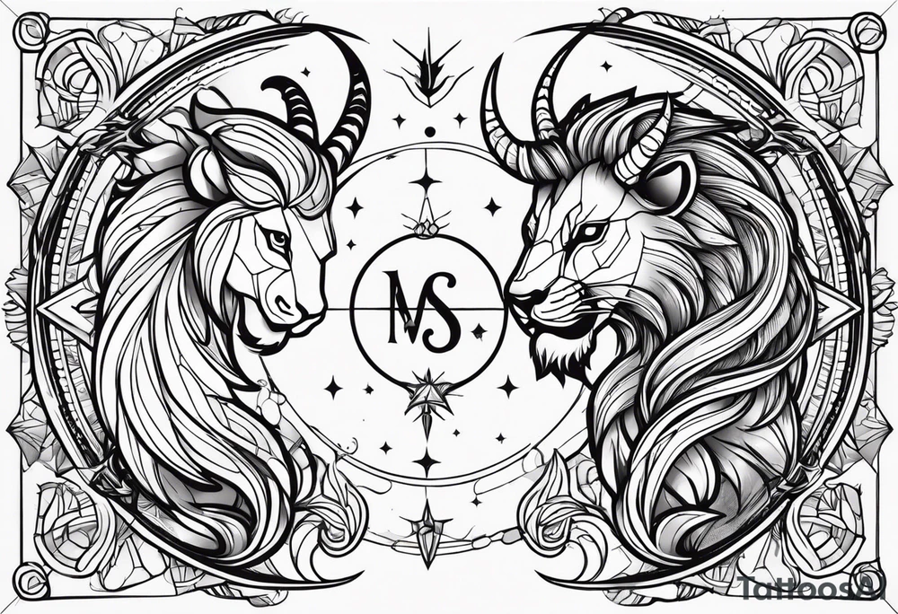 Horoscope signs scorpio and leo mix tattoo idea