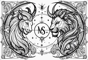 Horoscope signs scorpio and leo mix tattoo idea