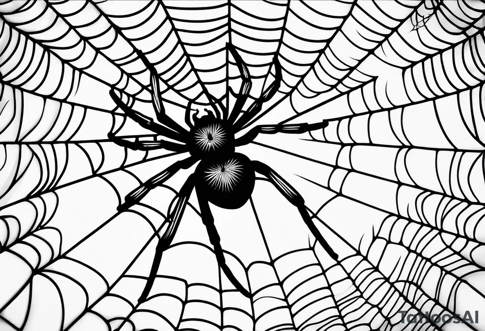 Spider web with spider on arm tattoo idea