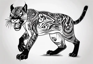 A black puma looking vicious. I want to see his whole body, and see him from a above perspective tattoo idea