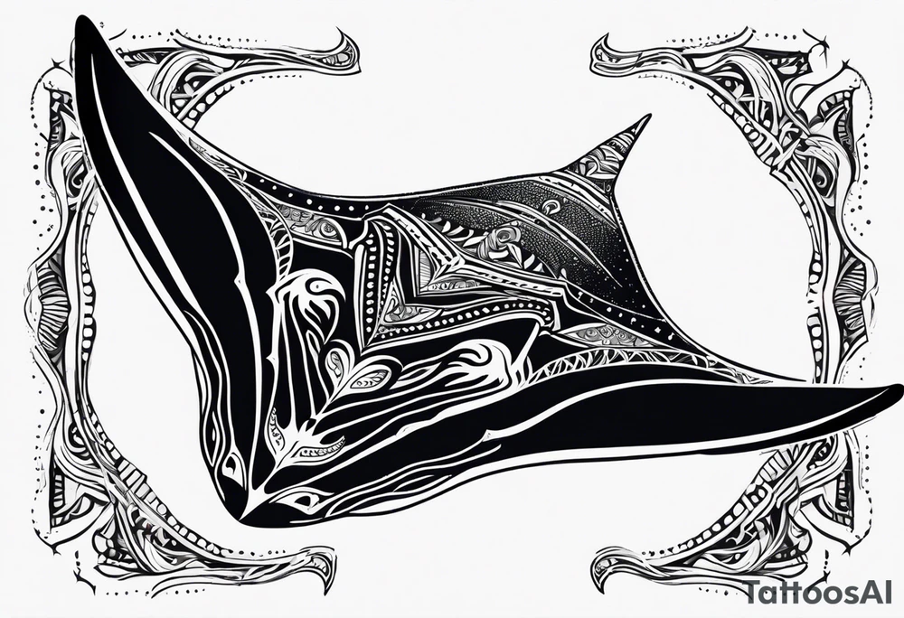 A manta ray with a sea star as a tribal tattoo. A smaller tattoo for female forearm or wrist tattoo idea
