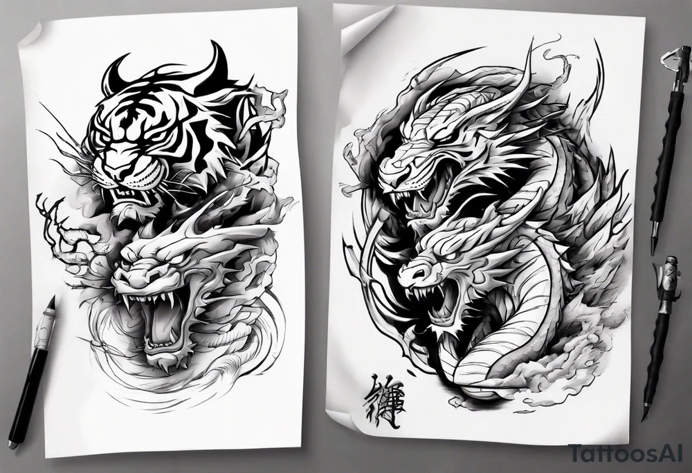 a war between tiger and dragon tattoo idea