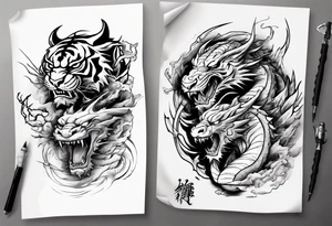 a war between tiger and dragon tattoo idea