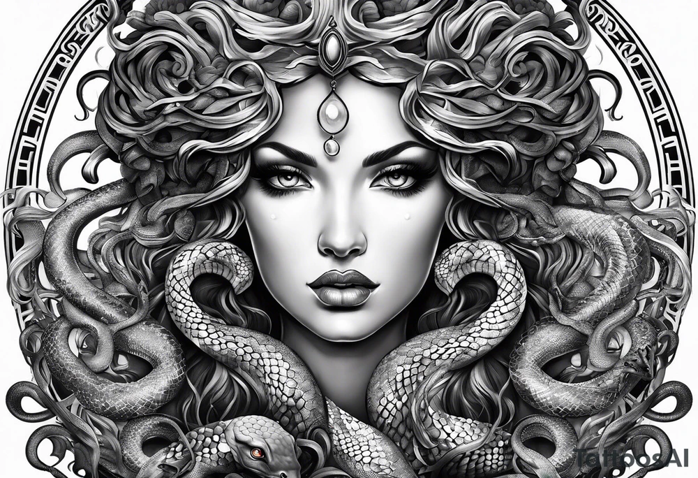 beautiful but mysterious medusa with the snakes clearly showing tattoo idea