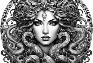 beautiful but mysterious medusa with the snakes clearly showing tattoo idea