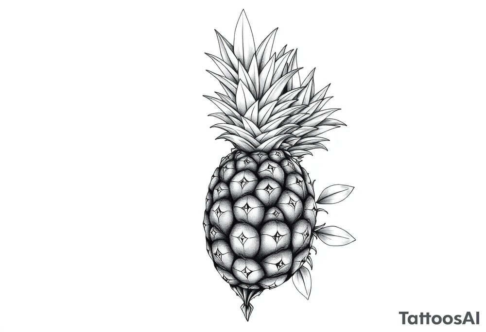 To cover pubic area vagina and anus using a pineapple with diamonds and magestic tattoo idea