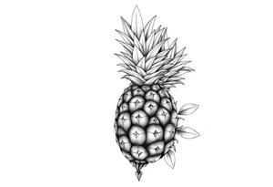To cover pubic area vagina and anus using a  pineapple with diamonds  and magestic tattoo idea