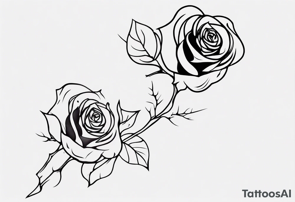 bleeding rose, tall, simple, one line tattoo idea