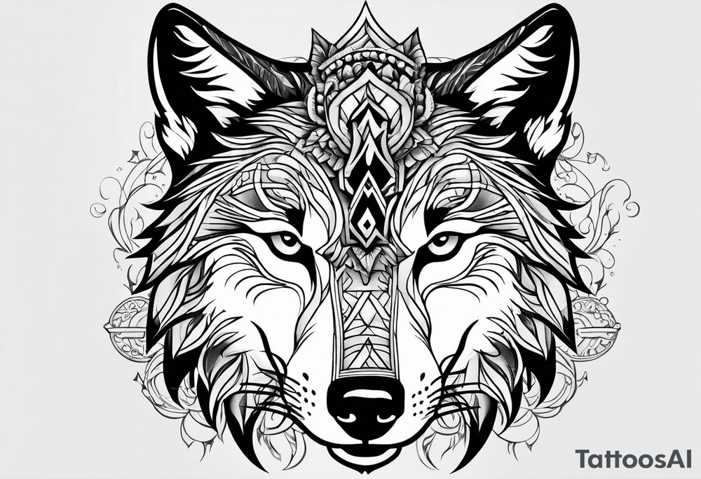 Wolf face tattoo idea