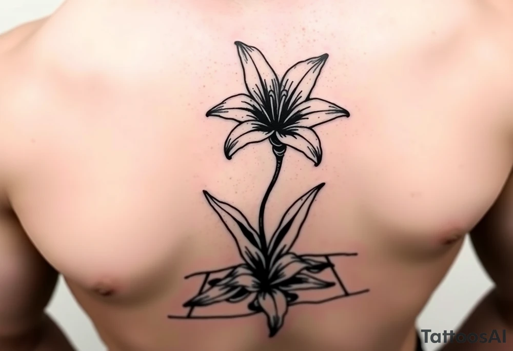 lily coming up out of the tile floor tattoo idea