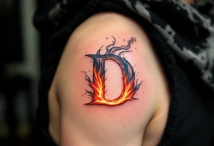 Fire & Smoke D – A fiery D with bright red and orange flames licking up the sides, with smoky gray wisps rising off the top. tattoo idea