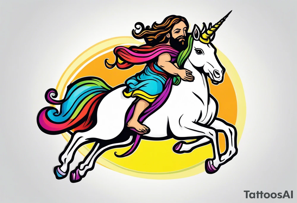 Jesus playing leapfrog with a unicorn tattoo idea