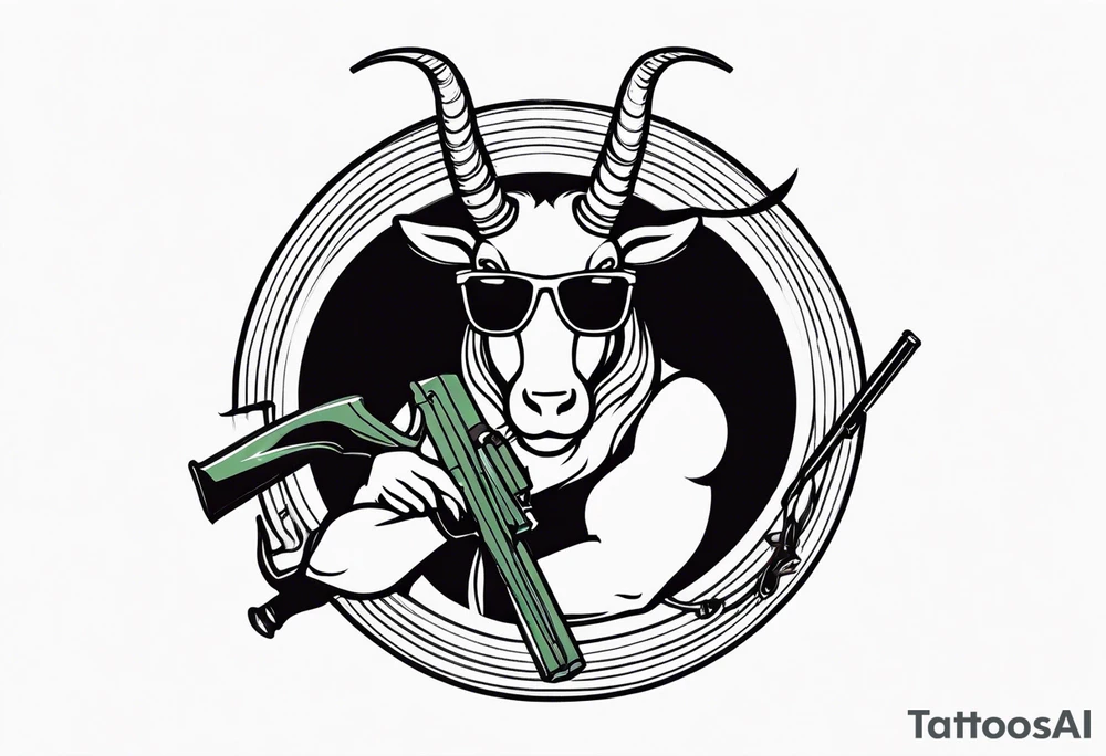 capricorn with sunglasses and shotgun tattoo idea