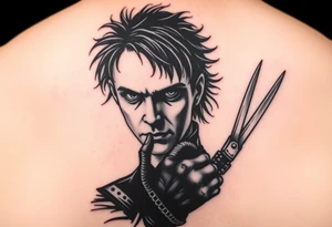 Edward scissorhands face reflecting off his scissorhands tattoo idea