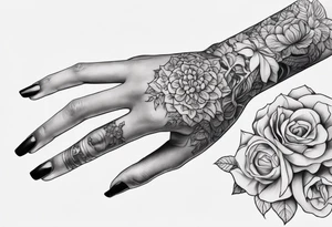 Woman’s hand and skeleton hand with pinky fingers interlaced tattoo idea