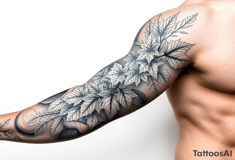 Maple leaves, juniper leaves, Blake, Kenya, Jacob tattoo idea