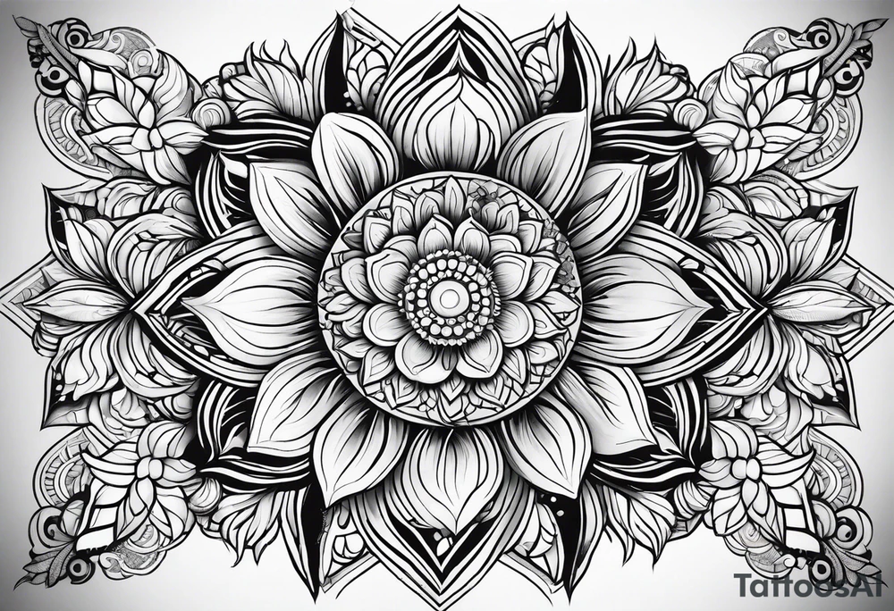 flowers, leaves mandala tattoo idea