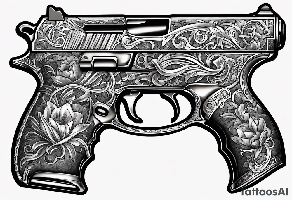 The letters AR with a pistol on each side tattoo idea