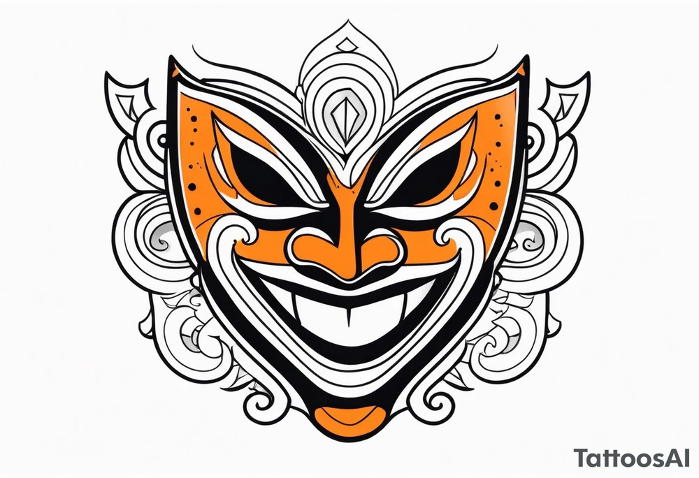 Laughing mask that is orange and black tattoo idea